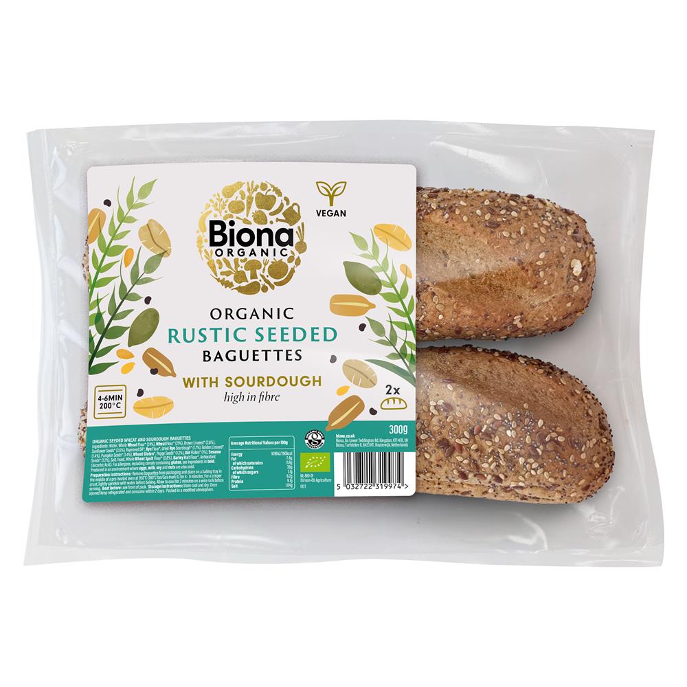 Organic Rustic Seeded Baguette (made with sourdough) 300g