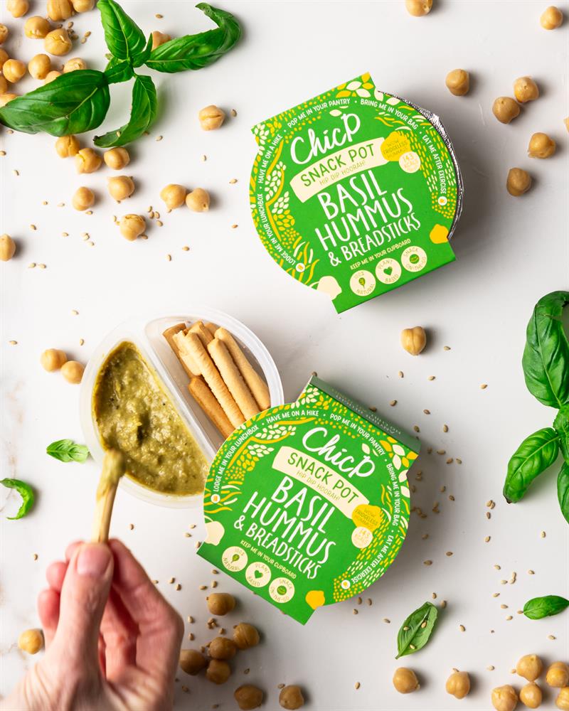 Basil Fridge-less Hummus & Breadstick Snack Pot 70g