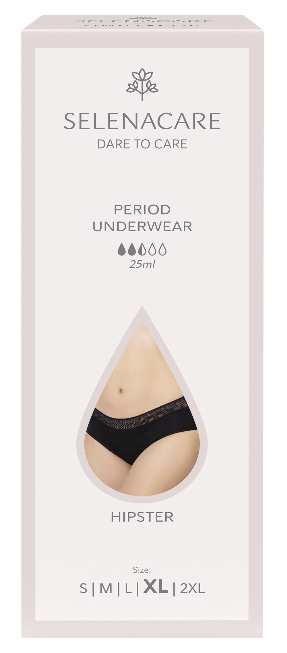 Menstrual undies HIPSTER Black Size XL