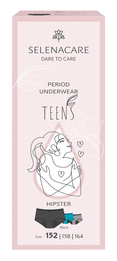 Menstrual Undies (TEENS) Hipster Black Size - 152