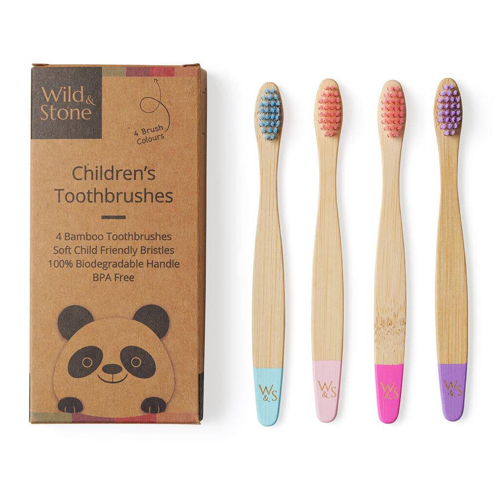 Children's Bamboo Toothbrush - 4 Pack - Candy Colour